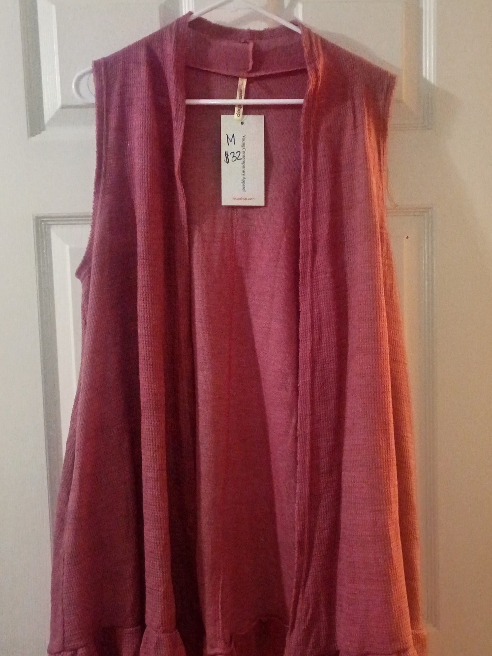 mittoshop Sleeveless Open-Front Tunic Vest in Rose